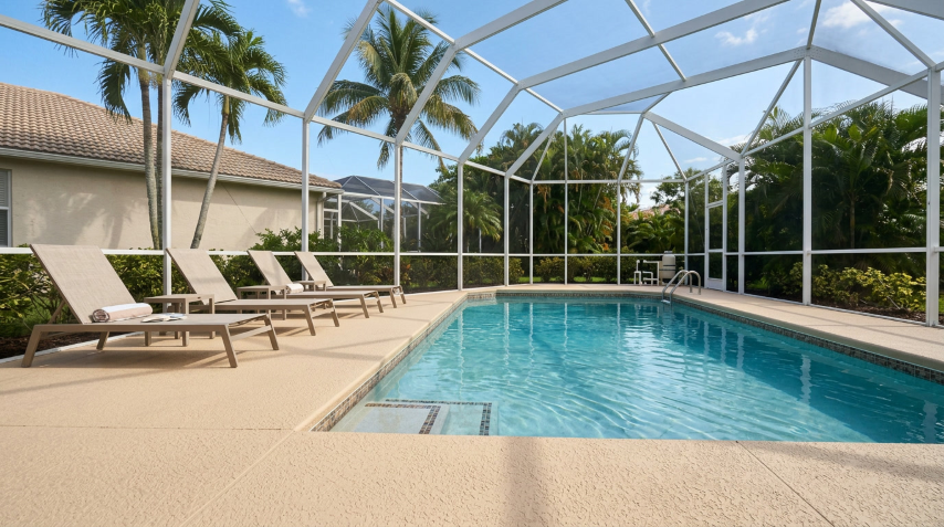 Recently completed pool deck refinish in Fort Lauderdale